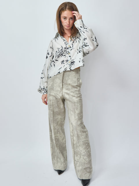 Camicia Flower Cropped, perla