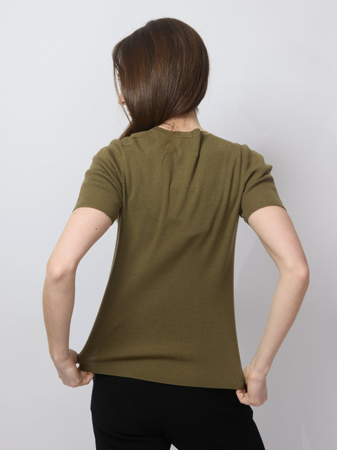 Ribbed Merino Tee, Olive