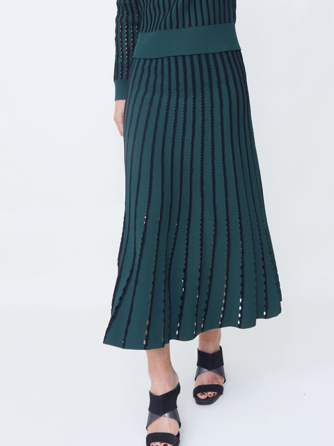 Colton Skirt, Pinstripe Evergreen