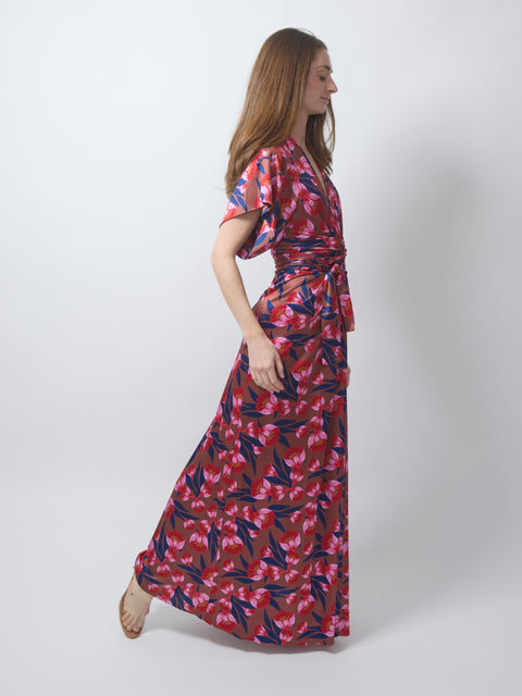 Corvo Wrap Dress, pink & blue