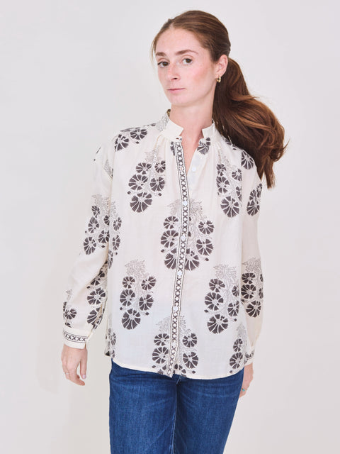 Kiki Flower Shirt, White Java