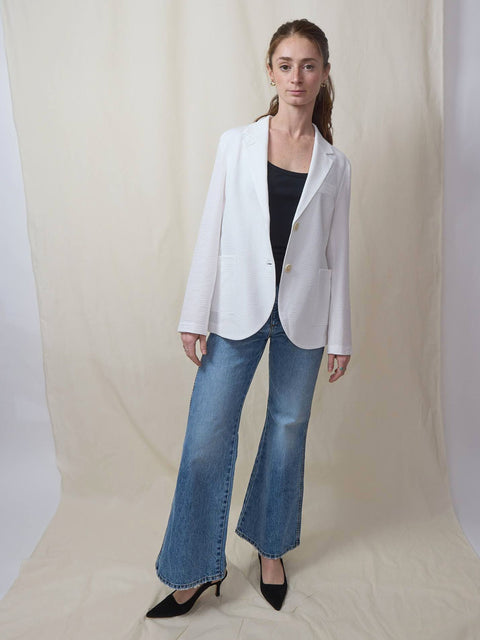 Seersucker Blazer, White