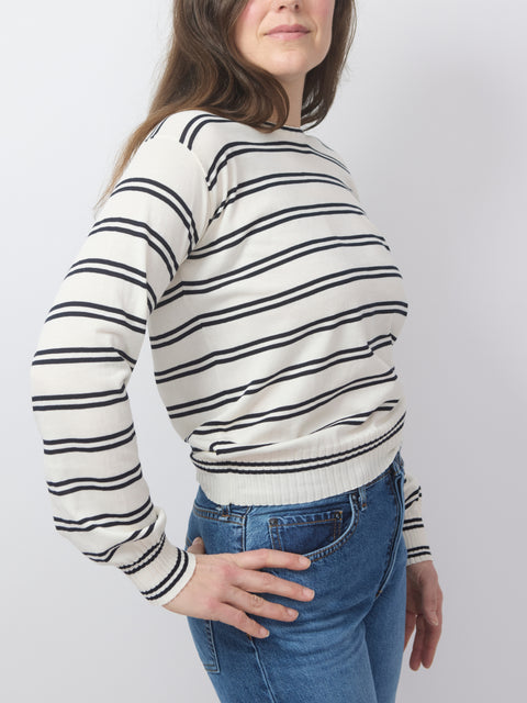 Stripe Cotton Pullover, natural/navy