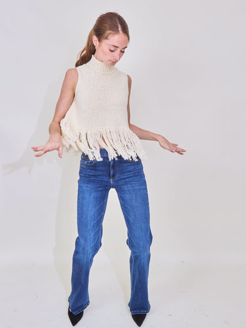 Sonia Fringe Top, White Snow