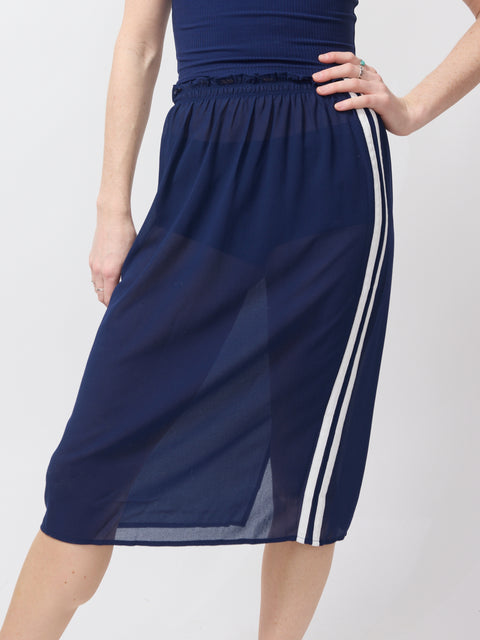 Sheer Sporty Chiffon Skirt, navy