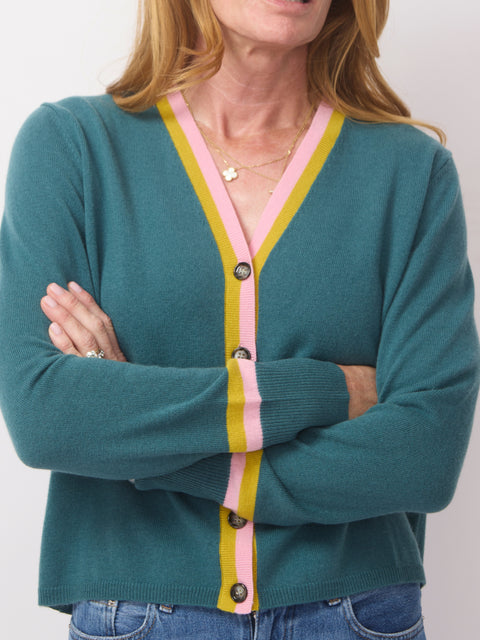 V-Cardigan, teal twilight