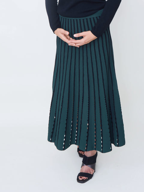 Colton Skirt, Pinstripe Evergreen