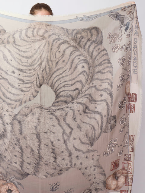 Zouyu, Cry the Deer, 135cm silk/wool, Clay/Bone