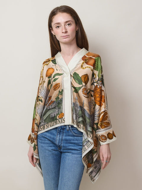 Oranges and Lemons, Silk Scarf Blouse, citrine/zest