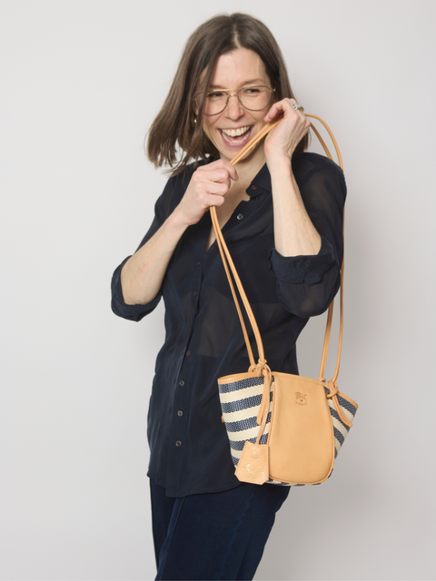 Linnea 1970 Crossbody, Riga blu/Naturale