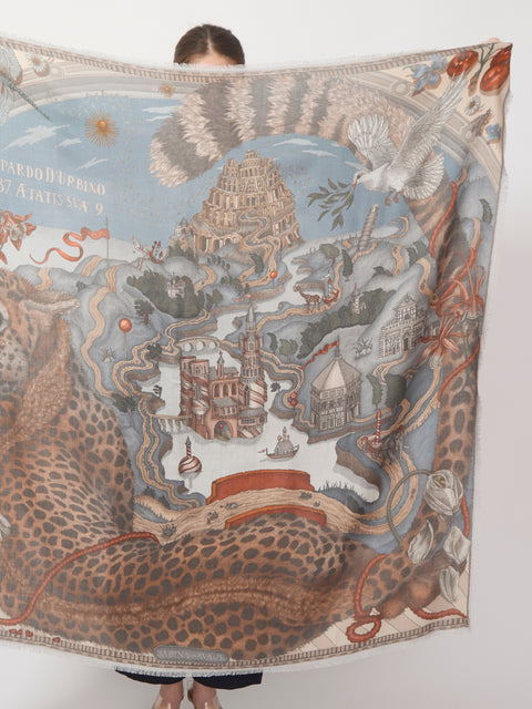 The Medici Cheetah Wool/Silk 135cm x 135cm
