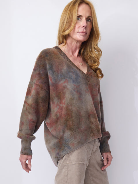 Deep V Sweater, Fall Leaves