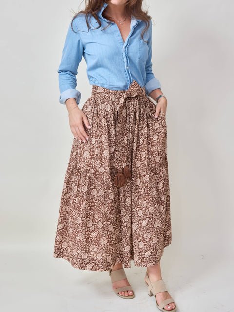 Francoise Skirt, cocoa floral