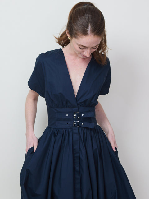 Buckle Waist Dress, navy