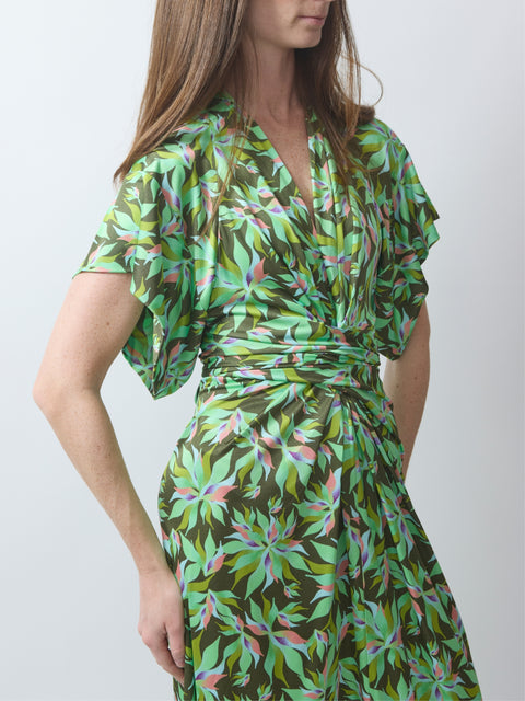Corvo Wrap Dress, greens