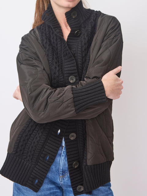 Quilted Cabled Jacket, black