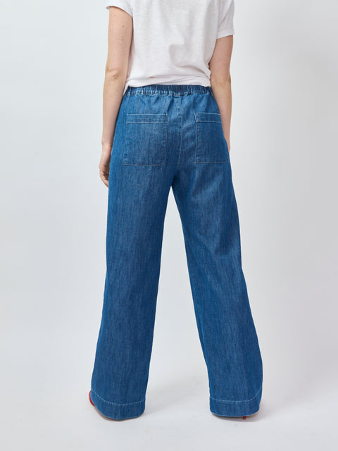 Madeline, Distressed Indigo Washed Denim