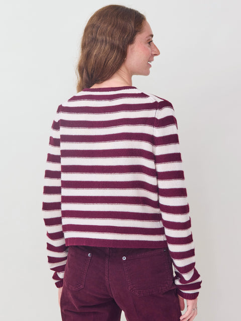 Textured Stripe Cardigan, sloe gin