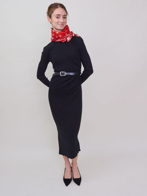 Cotton Dress w/ Gathered Side, black