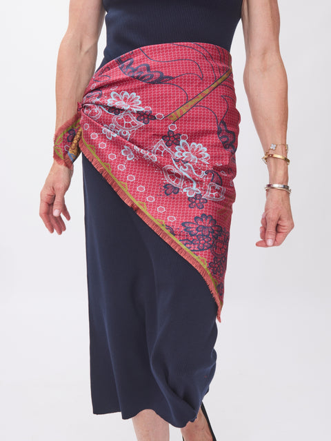 Cialda Reversible Silk Scarf, Lace Vines