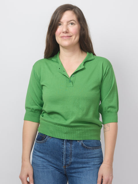 Polo Neck SS Sweater, Leaf