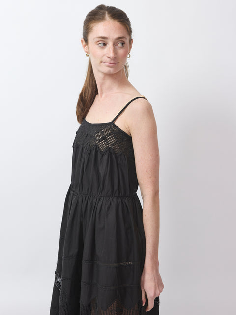 Rosette Crochet Dress, black