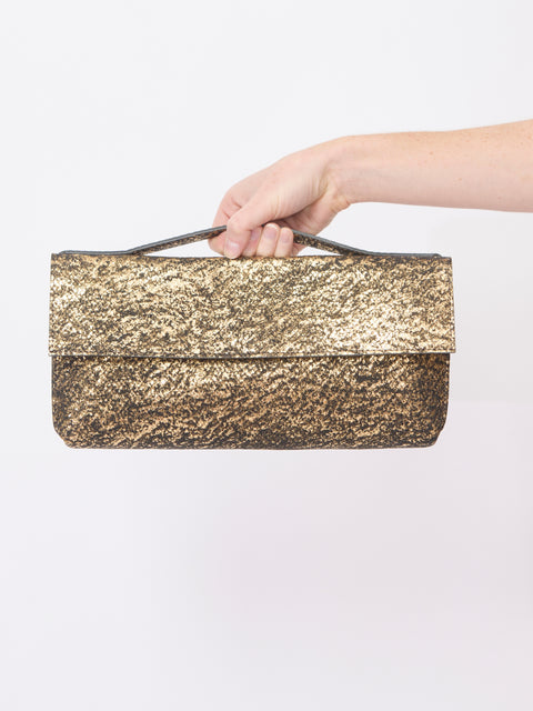 Top Handle Serpent Clutch, Gold