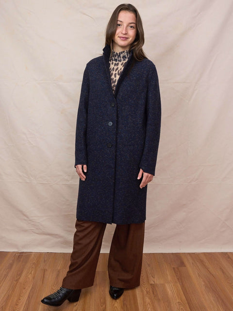 Boiled Wool Overcoat, midnight mouline