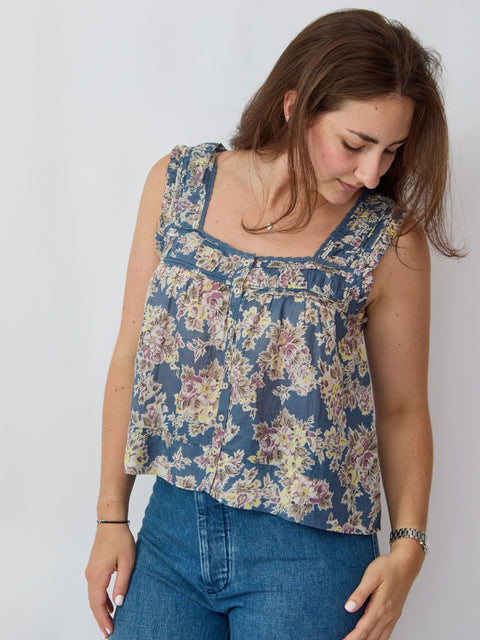 Victorian Tank, Indigo Floral