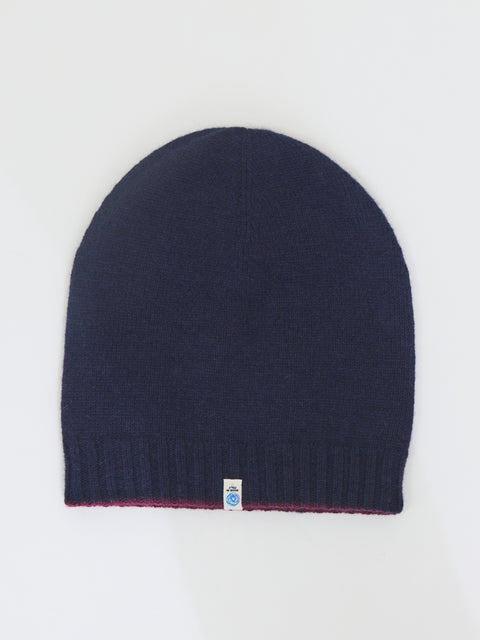 Reversible Cashmere Beanie, beluga/shiraz