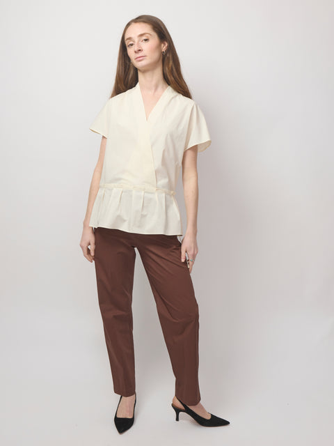 Blusa Popeline Incrociata, meringa