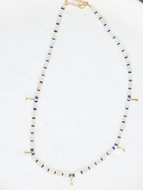 Calima Chalcedony Lapis Bronze Necklace