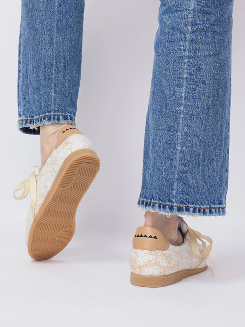 Crackle Leather Sneaker, White