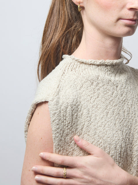 Cotton Slub Vest, Ecru