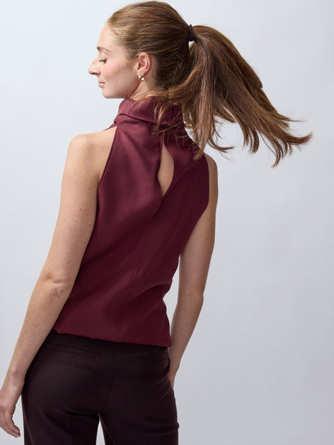 Top Weave Wool Halter, Merlot