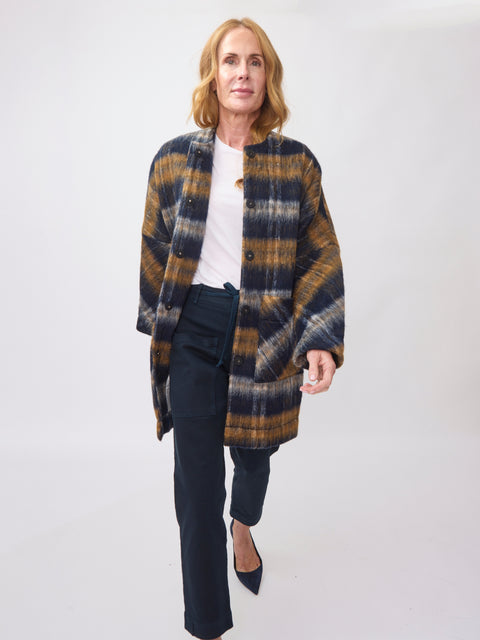 Bex Coat Brushed Plaid, Laurel