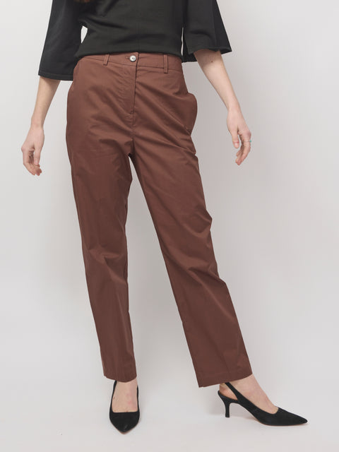 Pantalone Popeline Dritto, choco