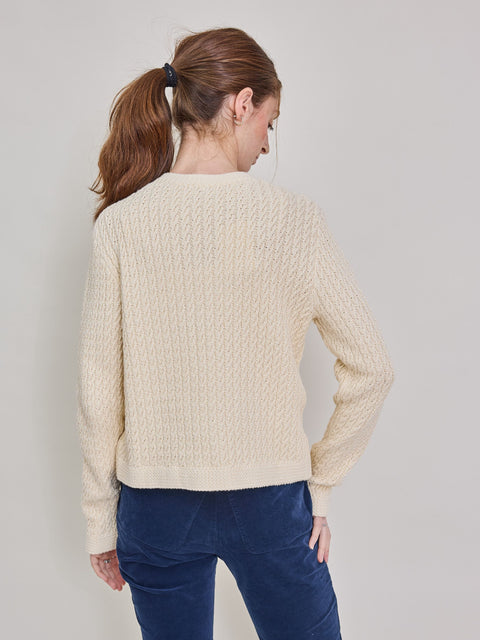 Textured Zip Cardigan, Vanilla