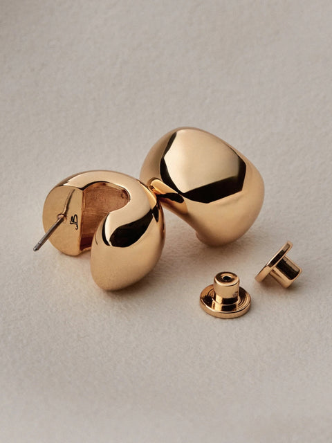 Small Gemma Hoops, High Polish Gold