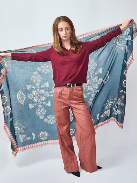 V-Neck Pullover, Sloe Gin