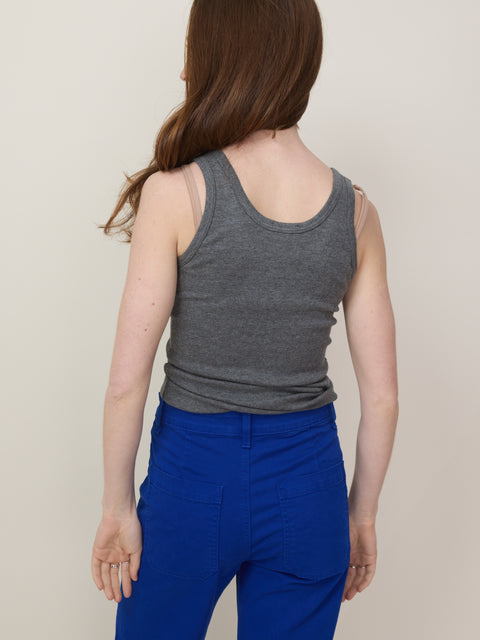 Scoop Neck Rib Tank, anthracite
