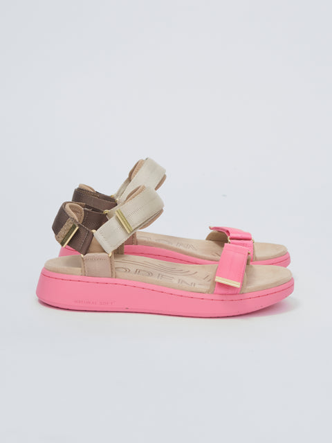 Line Tricolor Sandal, Rasberry Multi