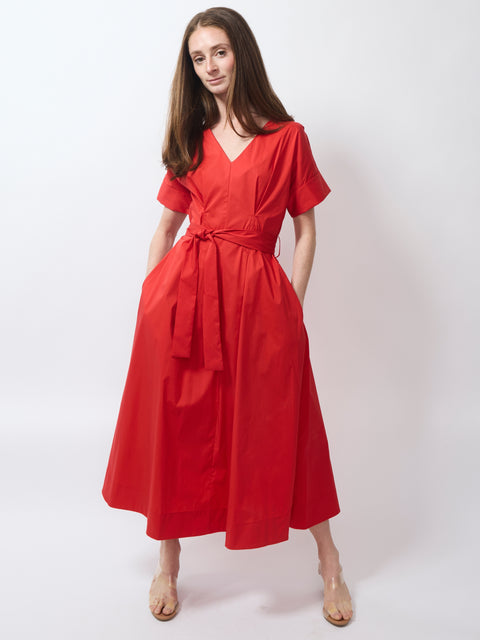 Cherry Twist Dress, coral