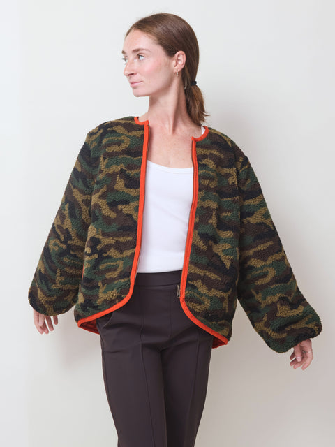 Reversible Plush Bomber, Camo/Red