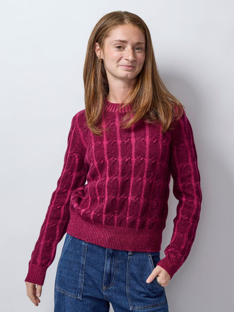 Plaited Cable crew, cranberry