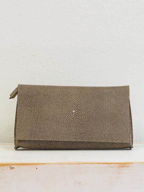 Foldover Clutch, Clay Shagreen