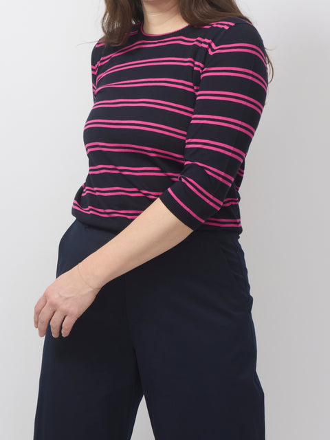 Elbow Sleeve Pullover, navy/pink