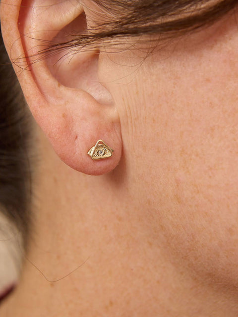 Tiny Eye Diamond Studs, 14k