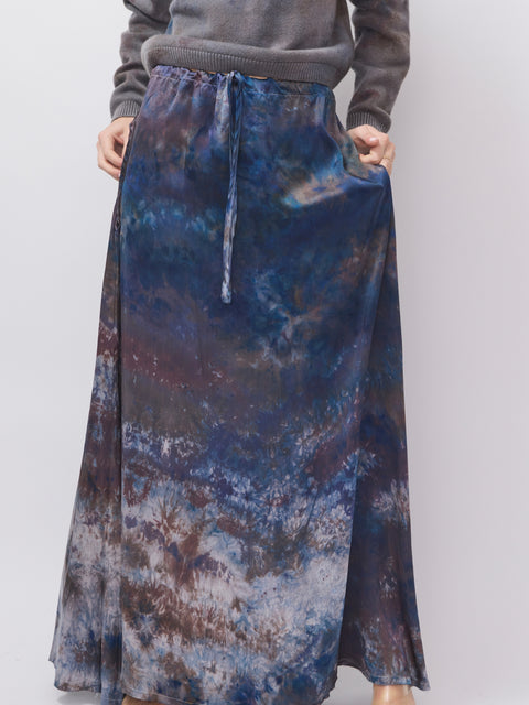 Silk Peasant Skirt, Blue Desert