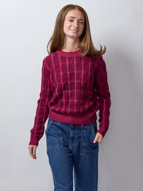 Plaited Cable crew, cranberry